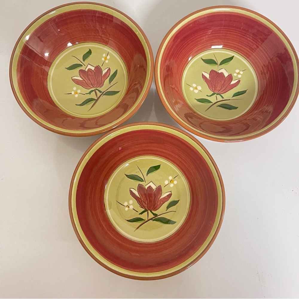 3pcs Vintage Stangl Pottery Magnolia Fruit bowl set NWT